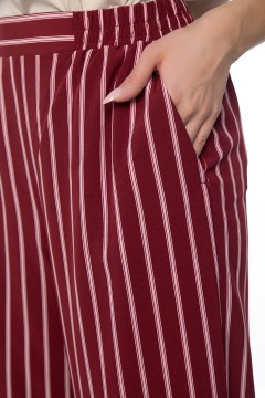 Бордовые широкие брюки-палаццо в полоску Lady Taiga(фото3)