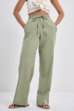 Зелёные брюки с принтом в полоску Fly(фото2)