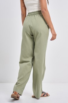 Зелёные брюки с принтом в полоску Fly(фото3)