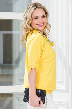 Ярко-жёлтая блузка с воротником из шифона Lavira(фото2)