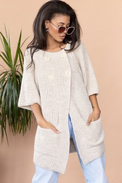 Вязаный светло-бежевый кардиган с карманами Happychoice