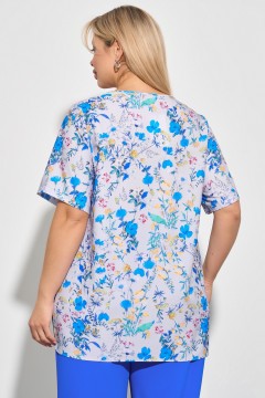 Светло-серая блузка с цветочным принтом Aquarel(фото4)
