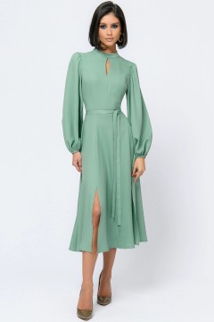 Платье с поясом и объёмными рукавами 1001 dress