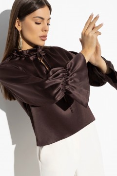Коричневая укороченная блузка Charutti(фото3)