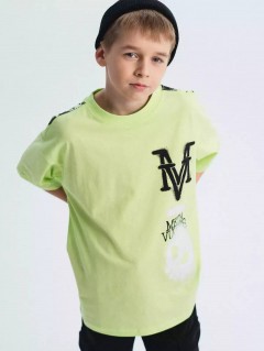 Красивая футболка в зелёном цвете с принтом для мальчика 10609/10SS24 Vulpes Familiy