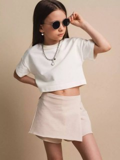Модная юбка-шорты бежевого цвета для девочки 4058SS24 Vulpes Familiy