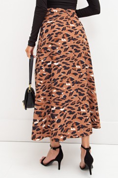 Длинная коричневая юбка с разрезом Далия №1 Valentina(фото4)