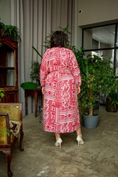 Длинное красное платье из штапеля с принтом Jetty-plus(фото3)