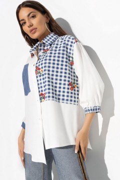 Белая рубашка с принтом и асимметричным низом Charutti