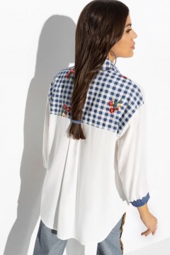 Белая рубашка с принтом и асимметричным низом Charutti(фото4)