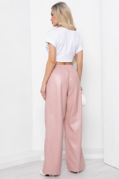 Розовые брюки-палаццо из экокожи Lady Taiga(фото4)
