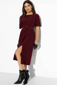Бордовое платье с поясом Charutti