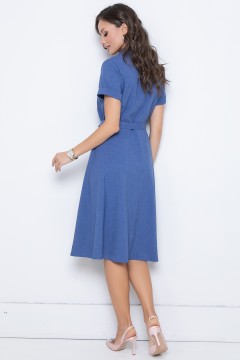 Синее платье миди с поясом Diolche(фото3)