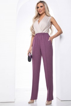 Классические прямые брюки лилового цвета со стрелками Lady Taiga(фото2)