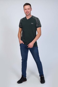 Модная мужская футболка с принтом цвета хаки 37643 Натали men(фото2)