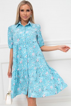 Голубое короткое платье с цветочным принтом Бента №3 Valentina