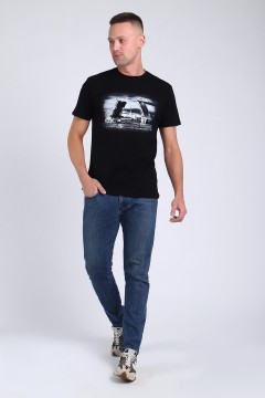 Трикотажная чёрная мужская футболка с принтом 47307 Натали men(фото2)
