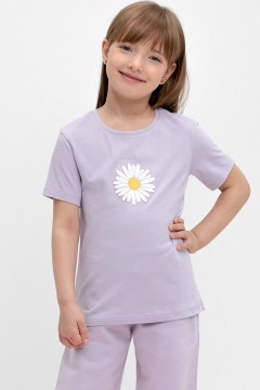 Модная футболка для девочки с принтом КР 302387/лепесток орхидеи к453 фуфайка Crockid