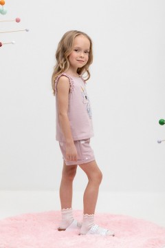 Стильные шорты для девочки КР 400647/розово-сиреневый,сердечки к449 шорты  Crockid(фото2)