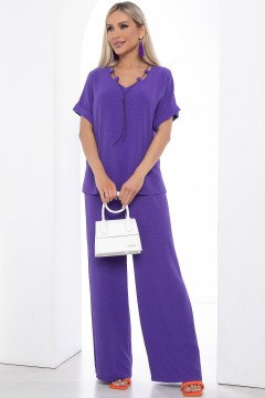 Костюм в фиолетовом цвете с блузкой и брюками Lady Taiga(фото2)
