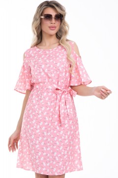 Короткое розовое платье с рукавами крылышками Diolche