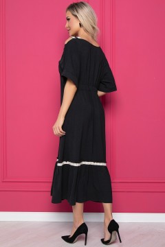 Чёрное длинное платье с открытым плечом Lady Taiga(фото4)