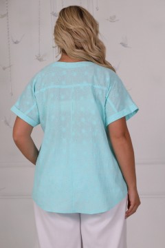 Голубая летняя блузка с коротким рукавом Wisell(фото3)