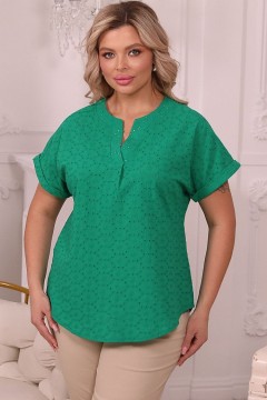 Зелёная летняя блузка с коротким рукавом Wisell