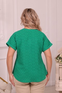 Зелёная летняя блузка с коротким рукавом Wisell(фото4)