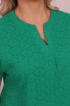 Зелёная летняя блузка с коротким рукавом Wisell(фото3)
