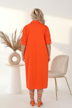 Оранжевое платье миди с декоративным цветком Wisell(фото6)