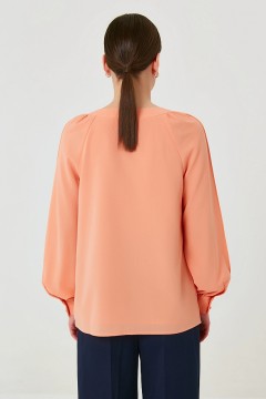 Оранжевая блуза из шифона с застроченными складками Priz(фото6)