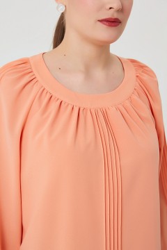 Оранжевая блуза из шифона с застроченными складками Priz(фото5)