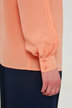 Оранжевая блуза из шифона с застроченными складками Priz(фото4)