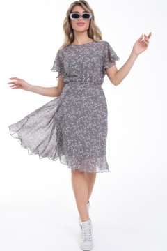 Серое шифоновое платье с принтом Diolche(фото2)