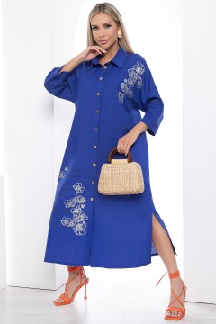 Синее платье-рубашка с разрезами Lady Taiga(фото2)