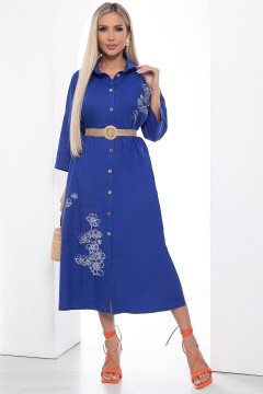 Синее платье-рубашка с разрезами Lady Taiga