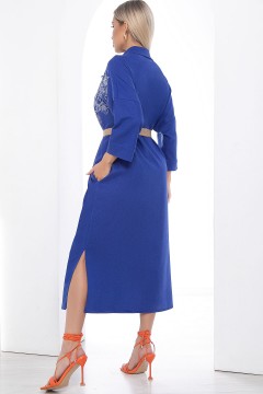 Синее платье-рубашка с разрезами Lady Taiga(фото4)
