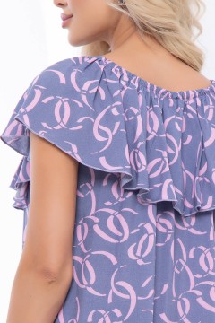 Фиолетовое штапельное платье с открытыми плечами Lady Taiga(фото3)