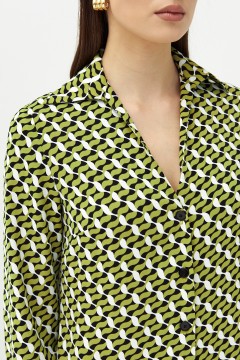 Зелёное платье-рубашка с поясом Cloxy(фото3)