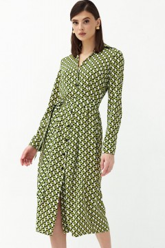 Зелёное платье-рубашка с поясом Cloxy