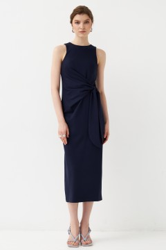 Длинное тёмно-синее трикотажное платье без рукавов Cloxy(фото2)