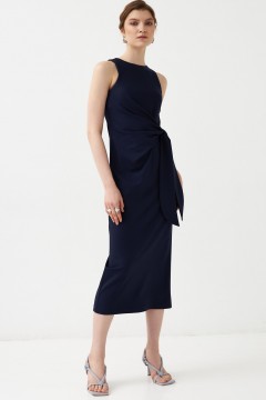 Длинное тёмно-синее трикотажное платье без рукавов Cloxy