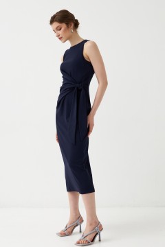Длинное тёмно-синее трикотажное платье без рукавов Cloxy(фото4)