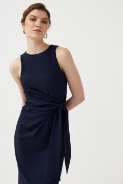 Длинное тёмно-синее трикотажное платье без рукавов Cloxy(фото3)