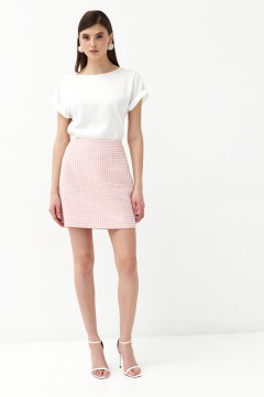 Короткая розовая юбка из твида Cloxy(фото3)