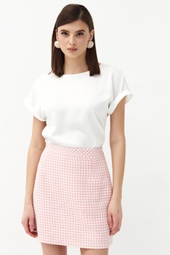Короткая розовая юбка из твида Cloxy