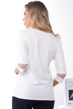 Белая блузка с акцентными вставками Lady Taiga(фото4)