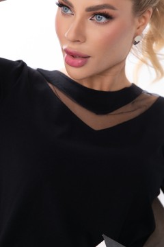Чёрная блузка с акцентными вставками Lady Taiga(фото3)