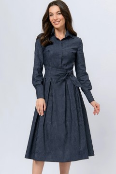 Тёмно-синее платье с поясом 1001 dress